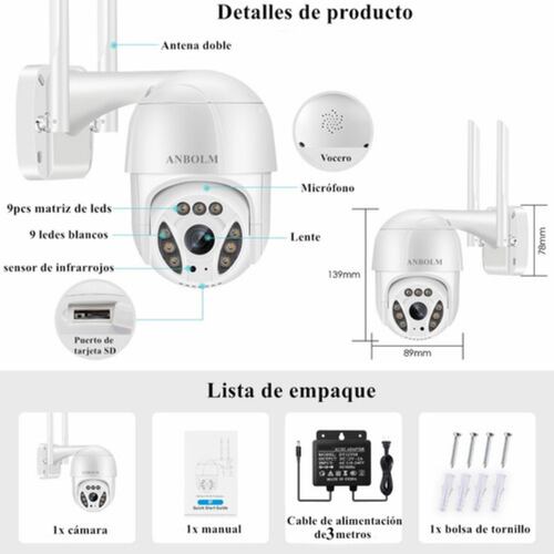 Cámaras De Seguridad Exterior Wifi Con 360 Ptz Blanco