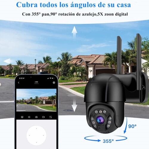 Ultra Hd Cámara De Seguridad Wifi Exterior Detección Humana Negro