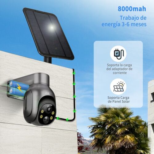Cámara De Seguridad 2k Hd Wifi Ptz Con Baterías  Negro