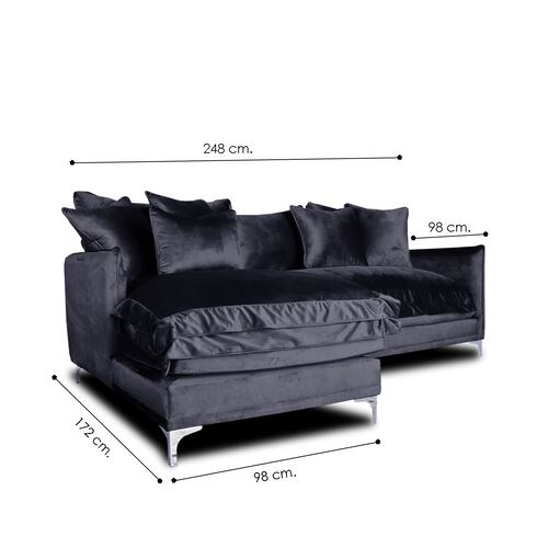 Sala Nube / Love con Chaise Izquierdo Tela: Tipo terciopelo Negro MADERIAN // ENTREGA EN CDMX Y ZONA METROPOLITANA