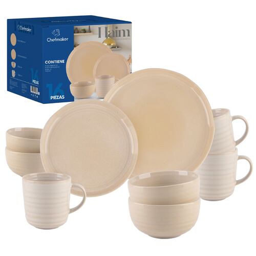 Chefmaker Vajilla De 16 Piezas Cerámica Minimalista Haim-S 