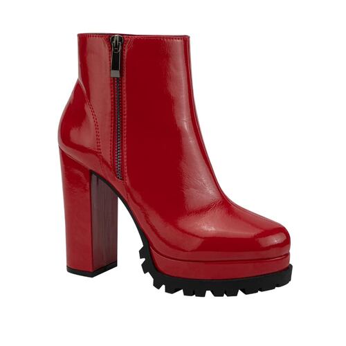 Botas de vestir de charol con plataforma y suela track color rojo, marca Sao Paulo, mod. 1087390