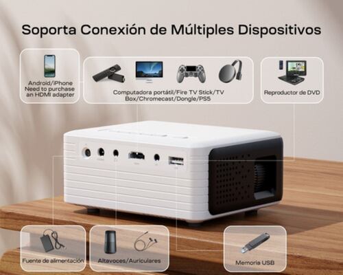 Mini Proyector Yoton Portatil Soporte 1080p Y 120 Pulgadas Blanco