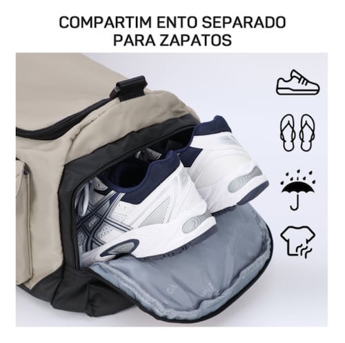 Maleta Deportiva Bolsa Gym Viaje Mochila Gris