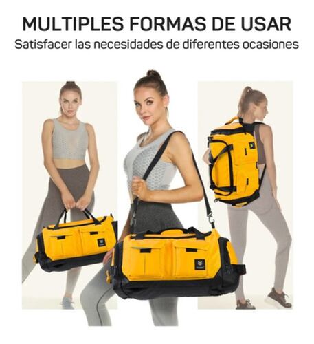 Maleta Deportiva Bolsa Gym Viaje Mochila Amarilla