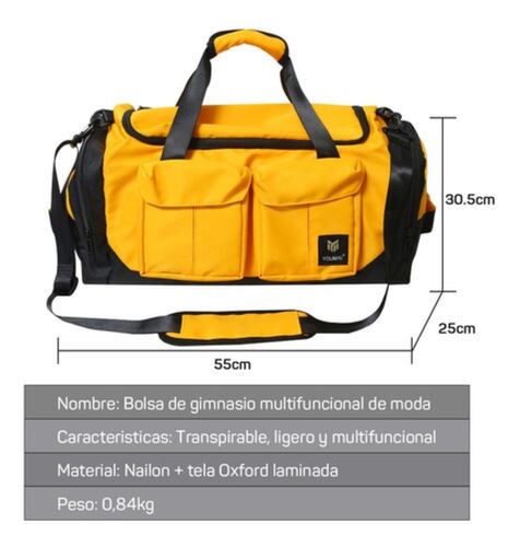 Maleta Deportiva Bolsa Gym Viaje Mochila Amarilla