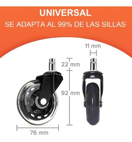 5pcs Ruedas Para Sillas Oficina Repuesto Ruedas Giratorias