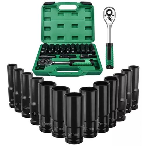 Kit De Llaves Vaso 1/2 Mecanica C/llave Carraca 14pz Shawty.