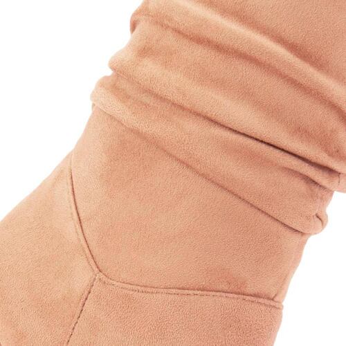 Botas de vestir Schatz color camel con arruga en tubo y tacón alto de cuña, mod. 1090111
