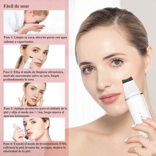 Limpiador Facial Peeling Ultrasónico Portatil Blanco