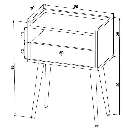 Buro Viena Hogare o mesa de noche, Minimalista, Fácil armado, Fabricado en melamina texturizada, Herrajes de acero, Práctico diseño, Resistente, Para tu recámara o sala, Color Gris.