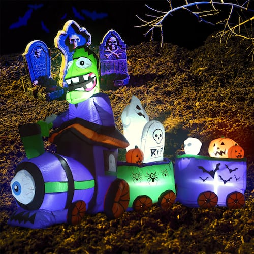 Inflable Halloween Tren Mortal Luz Led 245 Cm