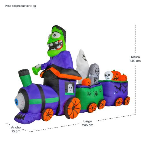 Inflable Halloween Tren Mortal Luz Led 245 Cm