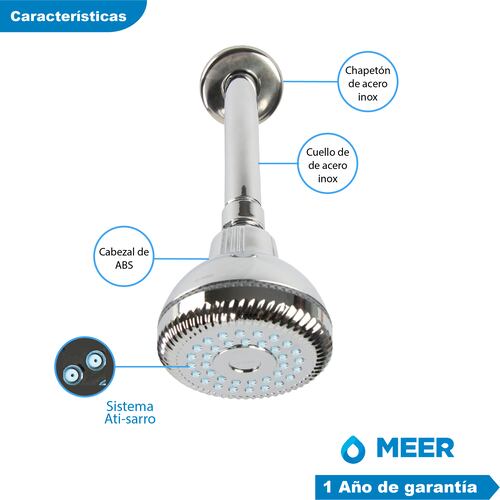 CNX Regadera Cromada ABS para Baño con Tubo de Acero Inoxidable (Con sistema anti-sarro).