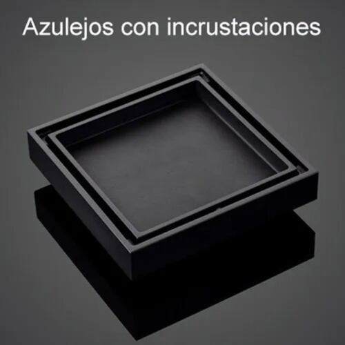 Coladera De Drenaje De Acero Inoxidable Invisible De 10x10cm Negro
