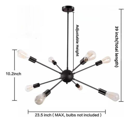 Lámpara Colgante De Techo (8 Portalámparas) Negro