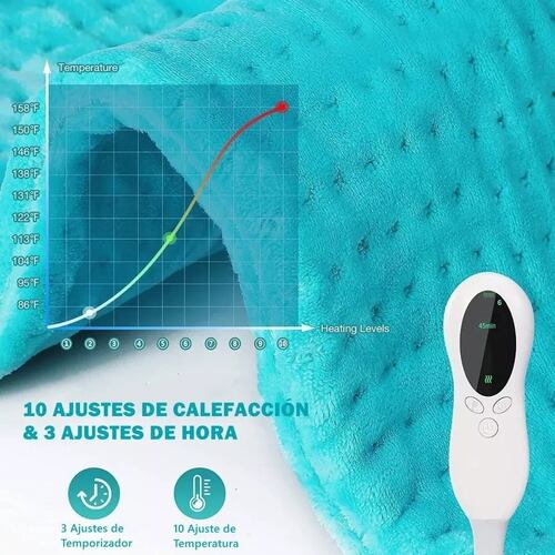 Almohadillas Térmicas Eléctrica Cojín Temperatura 10 Nivele Azul