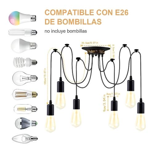 Lámpara De Techo Colgante Lámpara Araña Industrial 6 Cables