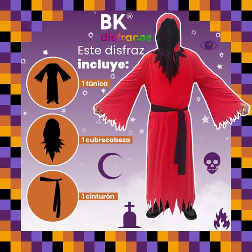 Disfraz de Halloween fantasma rojo de tela fiesta disfraces día de muertos unitalla adulto.