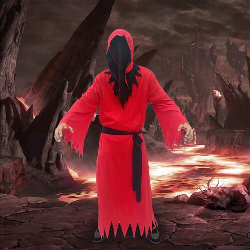 Disfraz de Halloween fantasma rojo de tela fiesta disfraces día de muertos unitalla adulto.