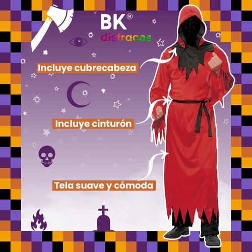 Disfraz de Halloween fantasma rojo de tela fiesta disfraces día de muertos unitalla adulto.
