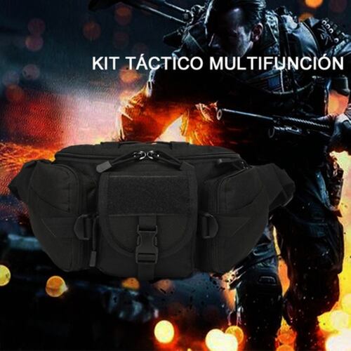 Cangurera Tactica Militar Impermeable Riñonera Negro
