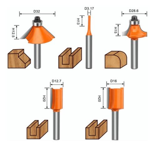 Juego Brocas Router Taladro Teeno 1/4 15 Pz Herramienta