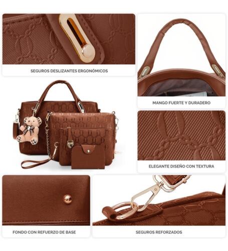 Set 4 Bolsos Impermeables De Lujo Para Mujer Cafe