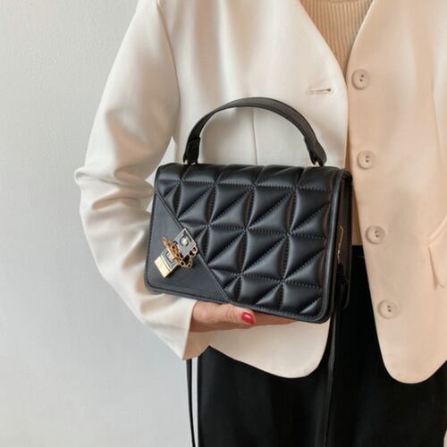 Bolso Bandolera De Un Hombro Con Cadena De Metal Negra