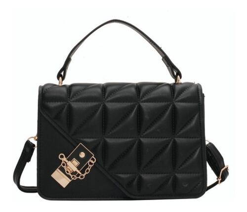 Bolso Bandolera De Un Hombro Con Cadena De Metal Negra