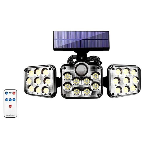 138 Led Luz Lámpara Solar Exteriore De Pared Sensor 3 Modos Color Negro