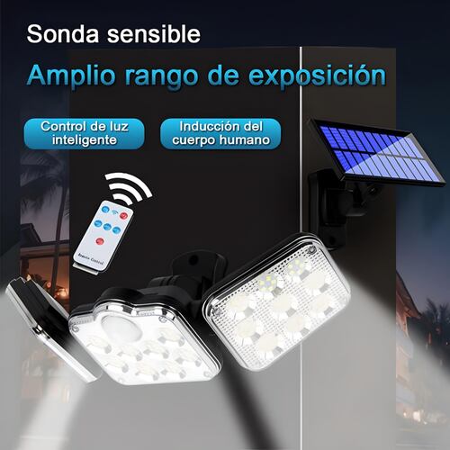 138 Led Luz Lámpara Solar Exteriore De Pared Sensor 3 Modos Color Negro