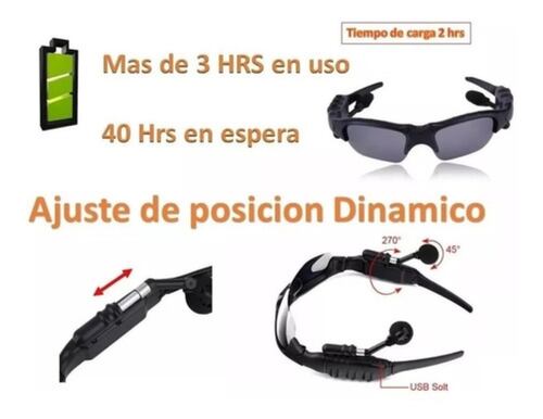 Lentes De Sol Bluetooth Manos Libres Audifonos Inalambricos Negro