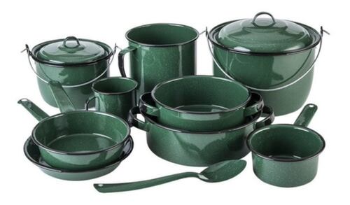 Batería De Cocina Clásica De Peltre 12 Piezas Verde