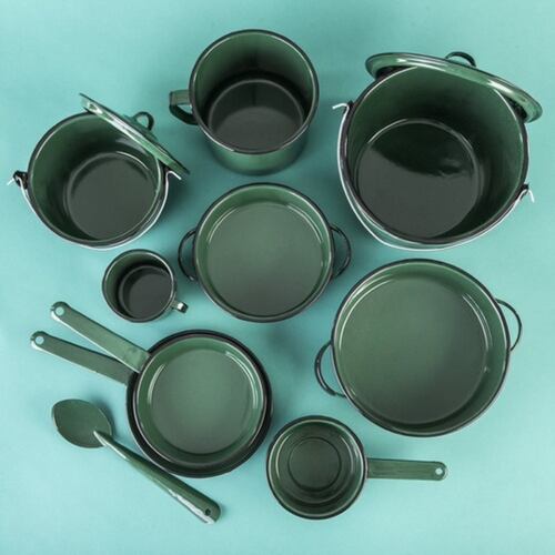 Batería De Cocina Clásica De Peltre 12 Piezas Verde