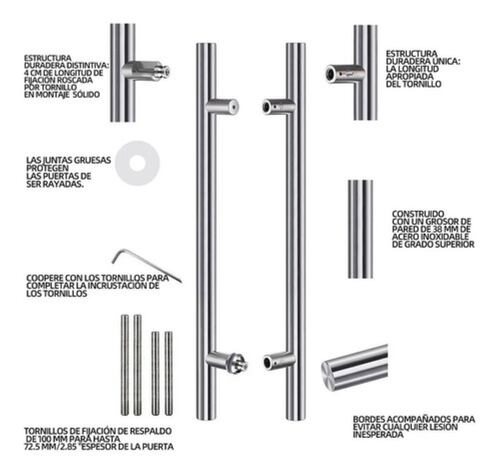 Jaladera Acero Inoxidable Tipo H Puerta Cristal,60cm Plata 