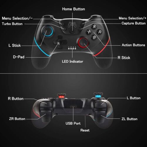 Control Inalámbrico Mando Para Nintendo Switch Negro Azul Rojo