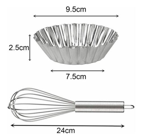 24 Pzs Moldes Mini Tartas De Acero Inoxidable Reutilizable Plata 