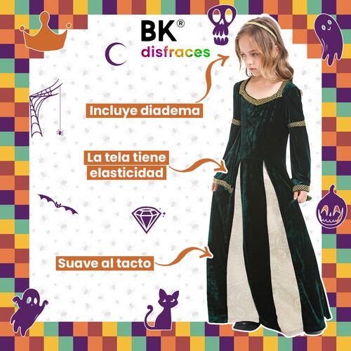 Disfraz de Halloween Disfraz Princesa Reina Infantil niñas Premium de tela Queen.