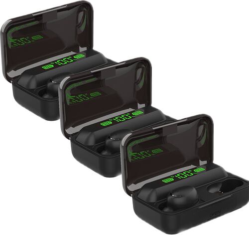 3 Audífonos In-ear F9-5 Inalámbricos Bluetooth Mayoreo Llamadas Negro.