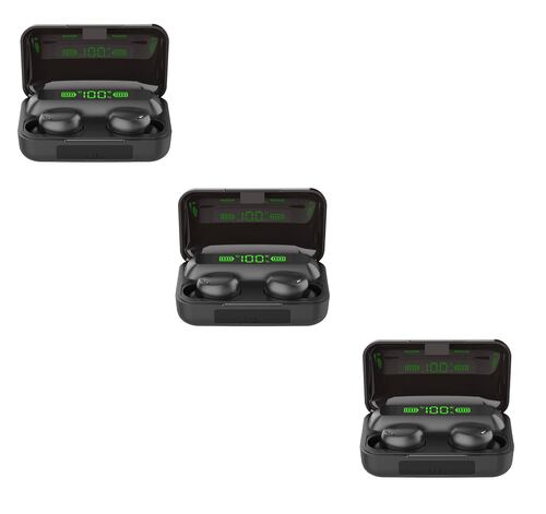 3 Audífonos In-ear F9-5 Inalámbricos Bluetooth Mayoreo Llamadas Negro.