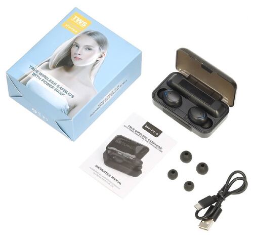 3 Audífonos In-ear F9-5 Inalámbricos Bluetooth Mayoreo Llamadas Negro.
