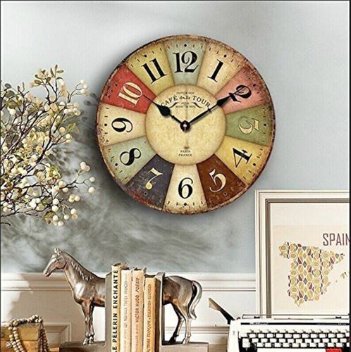 Reloj De Pared Casa Campo Analógico Redondo Cafe