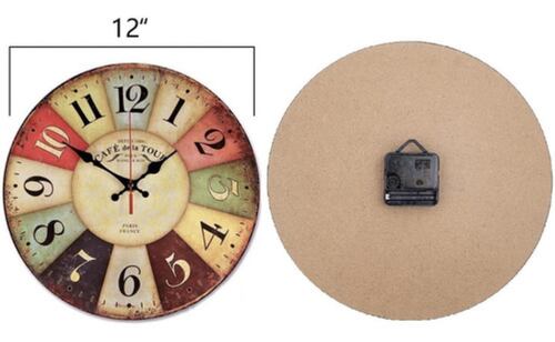 Reloj De Pared Casa Campo Analógico Redondo Cafe