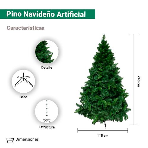 Árbol De Navidad Verde Artificial 240 Cm Tupido Sintético