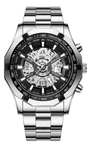 Reloj Correa Acero Luminoso Metálica Hombre Plata 