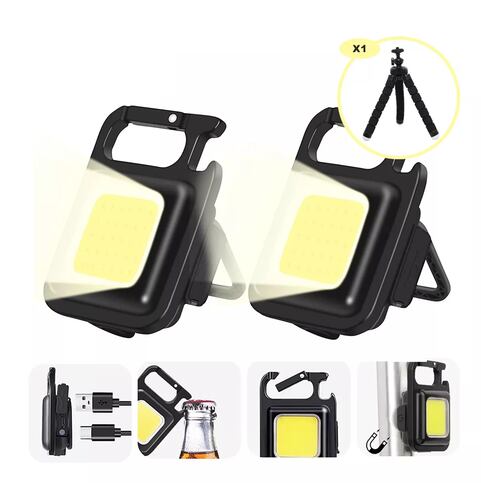 Led Linterna Portátil Mini Llavero Cargando Lampara  2 PZ