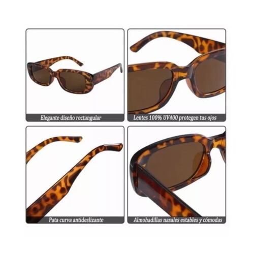 3 Piezas Gafas De Sol Rectangulares Estilo Vintage Casual