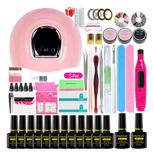 Kit Manicure Uña Uv Led Lámpara Pulidor Profesional Pedicure Lampara Rosa