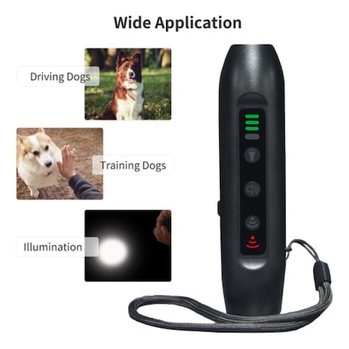 Repelente Ultrasónico Para Perros, Portátil, Con 3 Modos Negro 